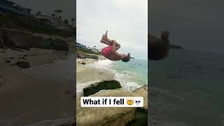 The sketchiest backflip spot (nearly brutal) #backflip #parkour #beach #stunt