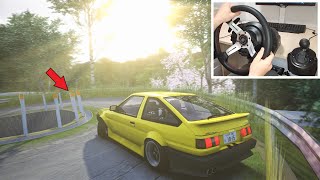 Drifting SECRET, Narrow Touge Road with Steering Wheel | Assetto Corsa Graphics mod