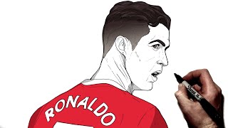 How To Draw Cristiano Ronaldo (United) | Step By Step | Football: Soccer