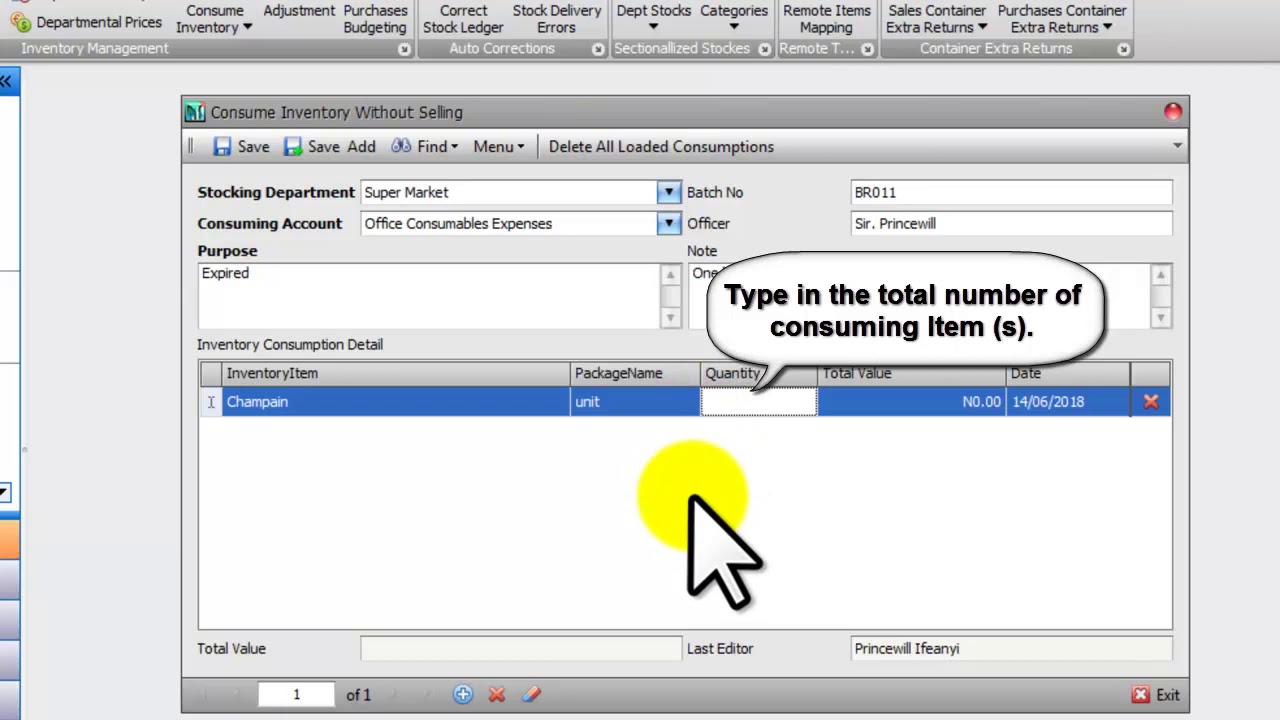 How to record Item Consumption