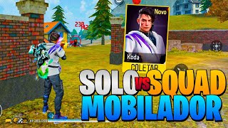 SOLO X SQUAD MOBILADOR FREEFIRE COM O NOVO PERSONAGEM KODA! (teclado e mouse no celular)