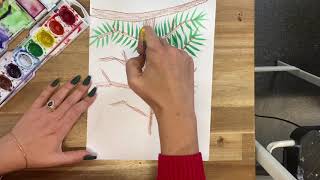 Christmas Holly Kids Art Lesson