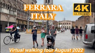 Ferrara walking tour, windy summer day, beautiful / 4K