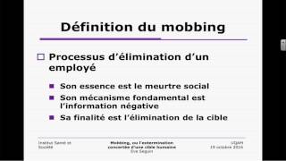 UQAM.tv | ISS: Mobbing, ou l’extermination concertée d’une cible humaine.