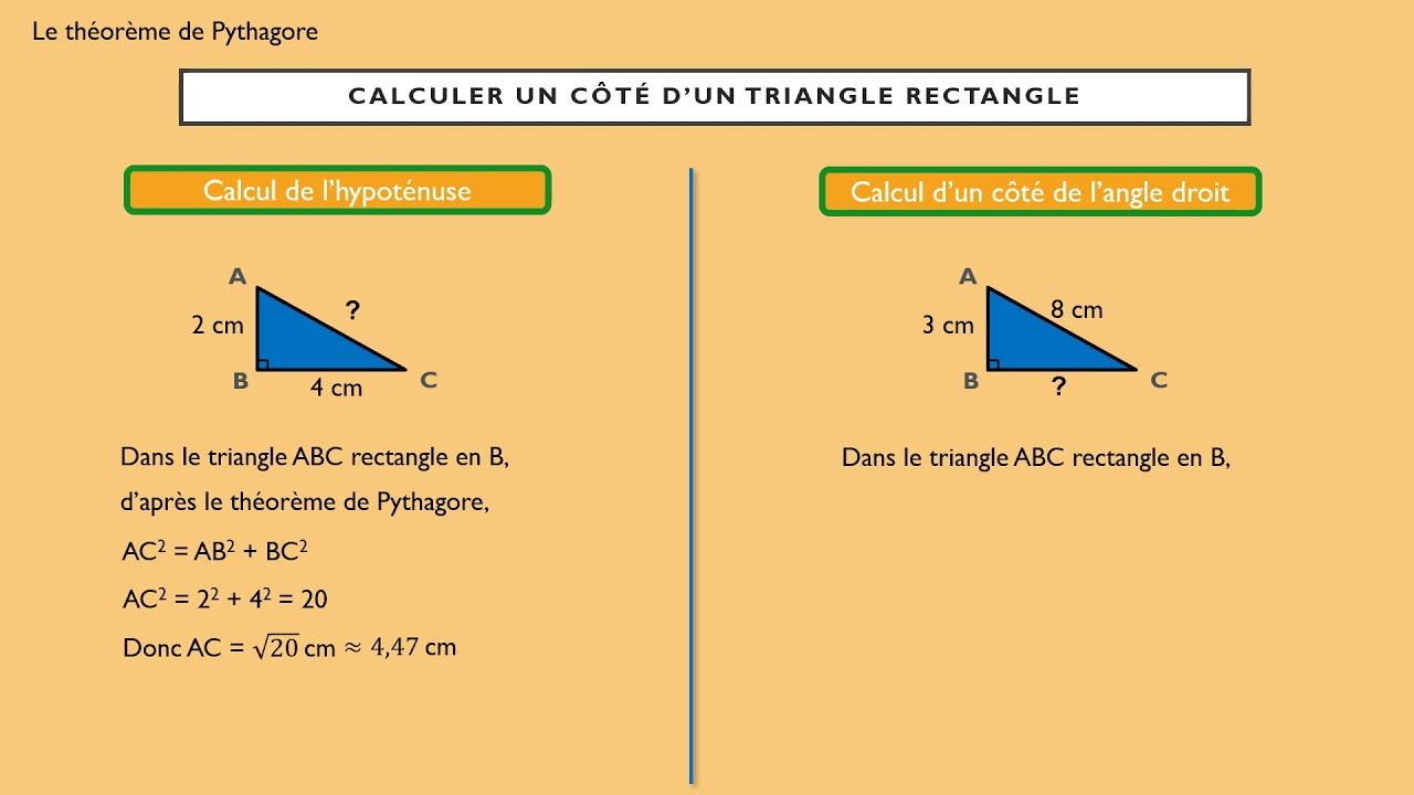 Pythagore Calcul D'un Côté D'un Triangle Rectangle - YouTube