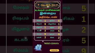 உங்கள் ராசிக்கான இன்றைய அதிர்ஷ்ட எண்//06-02-2025//தை 24 #shorts #astrology #horoscope #numerology