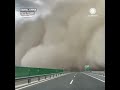 Dust Storm Envelops China Roadway