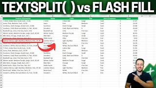 The Excel TEXTSPLIT function vs FLASH FILL tool with a Practical Example