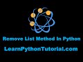 Python Tutorial: Remove List Method in Python #97