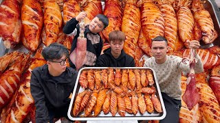 Hữu Bộ | Làm Mâm Mực Nhồi Nấm Kim Châm Nướng Siêu Cay