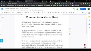 Comments in Visual Basic
