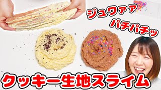 【DIY】無限ジュワジュワ!?w クッキー生地みたいなスノーフィズスライムを初めて作ってみた！！【slime ASMRもあるよ】