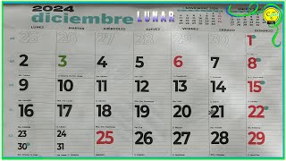 Calendario almanaque lunar diciembre 2024