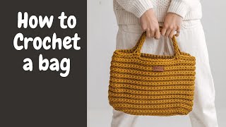 Easy crochet TOTE BAG video tutorial. 