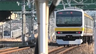 【中央・総武線】幕張本郷駅を発車するE231系0番台（三菱IGBT-VVVF）