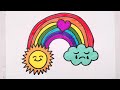 how to draw a cute rainbow 🌈 and sun 🌞 drawing painting u0026 coloring for kids and toddlers_🌈🎨