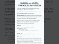🌍 Global vs Local Variables in Python | Python Scope Explained Clearly 🧠 | Python Tips & Tricks 🐍 #⃣
