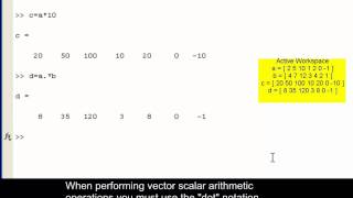 Vector arithmetic operations in MATLAB