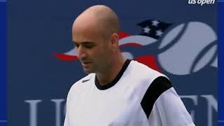 Federer Agassi Court Level (2004 US Open)