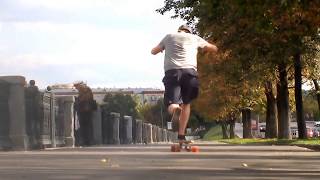 Carving and pumping a pintail longboard