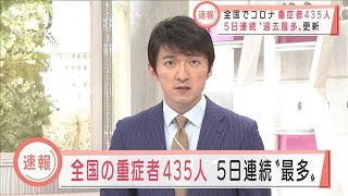 全国の重症患者435人　5日連続で過去最多　厚労省(2020年11月27日)