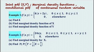 Joint probability density function problems for continuous r.v.[Marginal, conditional probability]