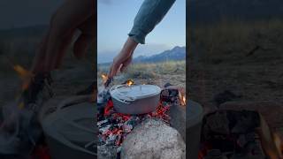 Dutch Oven Brownies By The Fire 🔥🥘🏔️ #asmr #vanlife #cooking #vegan