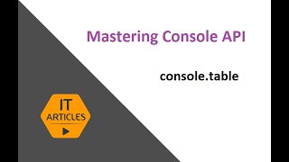 console.table | IT Articles