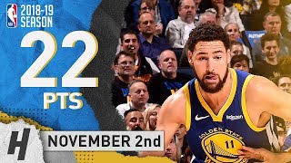 Klay Thompson Full Highlights Warriors vs Timberwolves 2018.11.02 - 22 Pts, 4 Rebounds!
