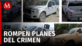 Decomisan drogas, armas, municiones y 5 camionetas en Sonora