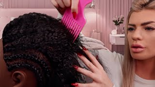 ASMR removing your itchy braids, combing your hair & scalp scratching  💜 (hair play roleplay)