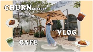 Cafe Vlog : EP1 คาเฟ่เปิดใหม่ย่านร่มเกล้า Churn Buttery หามุมถ่ายรูปสวยๆได้ที่นี่