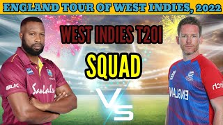 West Indies vs England T20I Match Squad 2022 | West Indies Confirm 16 Man Squad for T20I | WI vs ENG