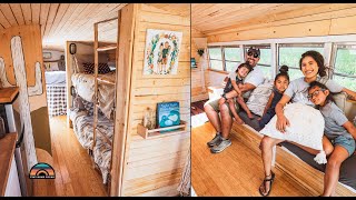 Family Of 5 Sold Everything & Built A DIY School Bus Conversion - Off Grid Solar Powered Bus
