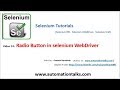 Selenium Video 24 - How to Select Radio Button in selenium WebDriver