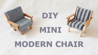 DIY Miniature Dollhouse Mid-Century Chair/Armchair made out of old jeans and shirt, IKEA Style