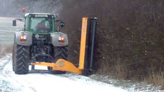 Fendt 828 mit ELHO Sidechopper 460 Mulcher an der Hecke