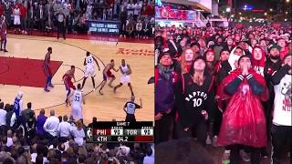 Jurassic Park In Toronto Erupts (Side-By-Side Reaction) After Kawhi Nails Epic Game Winner