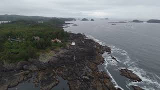 Rotate and drop around Amphitrite lighthouse at Ucluelet, BC.