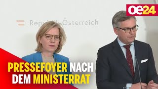 Pressefoyer nach dem Ministerrat