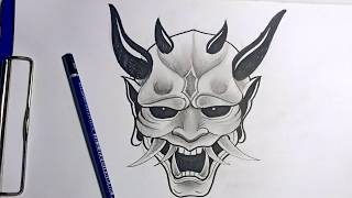 Hannya drawing -How to draw a hannya mask for tattoo