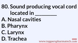 Human Anatomy and Physiology MCQ - 6 || #PharmacistExamQuestionPaper | DCO | GPAT | NIPER Exam