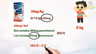 Paracetamol dosage calculation | paracetamol syrup dose for baby | dose in pediatrics