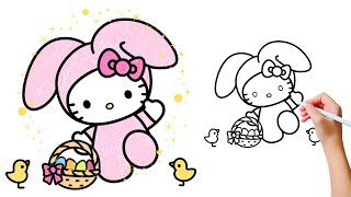 DRAW Adorable Hello Kitty in Easter Bunny Costume Now!