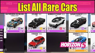 List All Rare Cars in Forza Horizon 5 August 2023