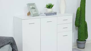 HOMCOM High-Gloss Cabinet w/ Two Drawers, White