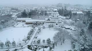 ４Ｋ映像　絶景ドローン空撮　「冬の鶴ヶ城とさざえ堂」