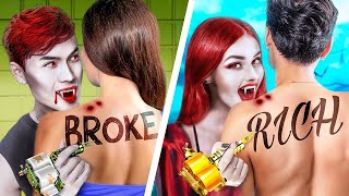 Broke vs Rich Tattoo Salon for Vampires! My Magic Tattoo Grants Wishes!
