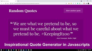 🔴 Create to Build Quote Generator In HTML, js, JavaScript in Hindi | Quotes website using JavaScript