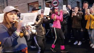 Chav Brass march through Delph playing Heaven at Whit Friday 2019